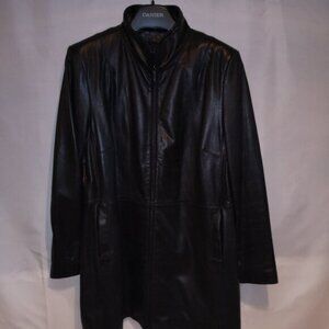 Danier Canada Ladies Size Large Zipper Closure Black Leather Coat